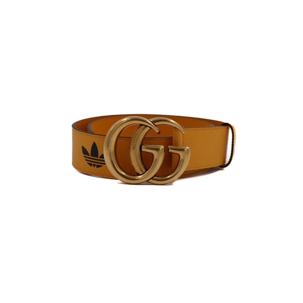GUCCIベルト406831・OYAOG・85・34・525040 Men's Black Leather Belt: Gucci x Adidas GG Marmont